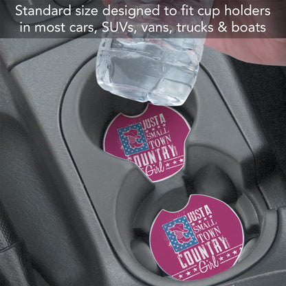 Country Girl 2 Pack Absorbent Stone Car Coasters 2.6" Manufactured in the USA