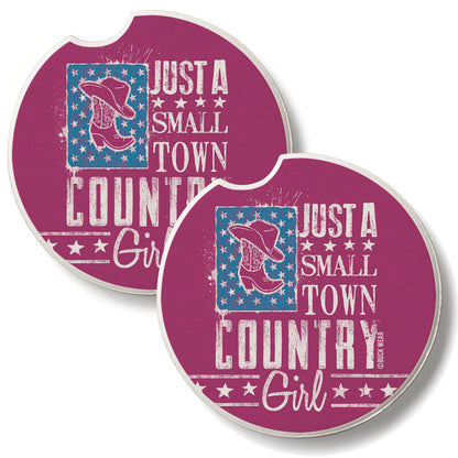 Country Girl 2 Pack Absorbent Stone Car Coasters 2.6" Manufactured in the USA