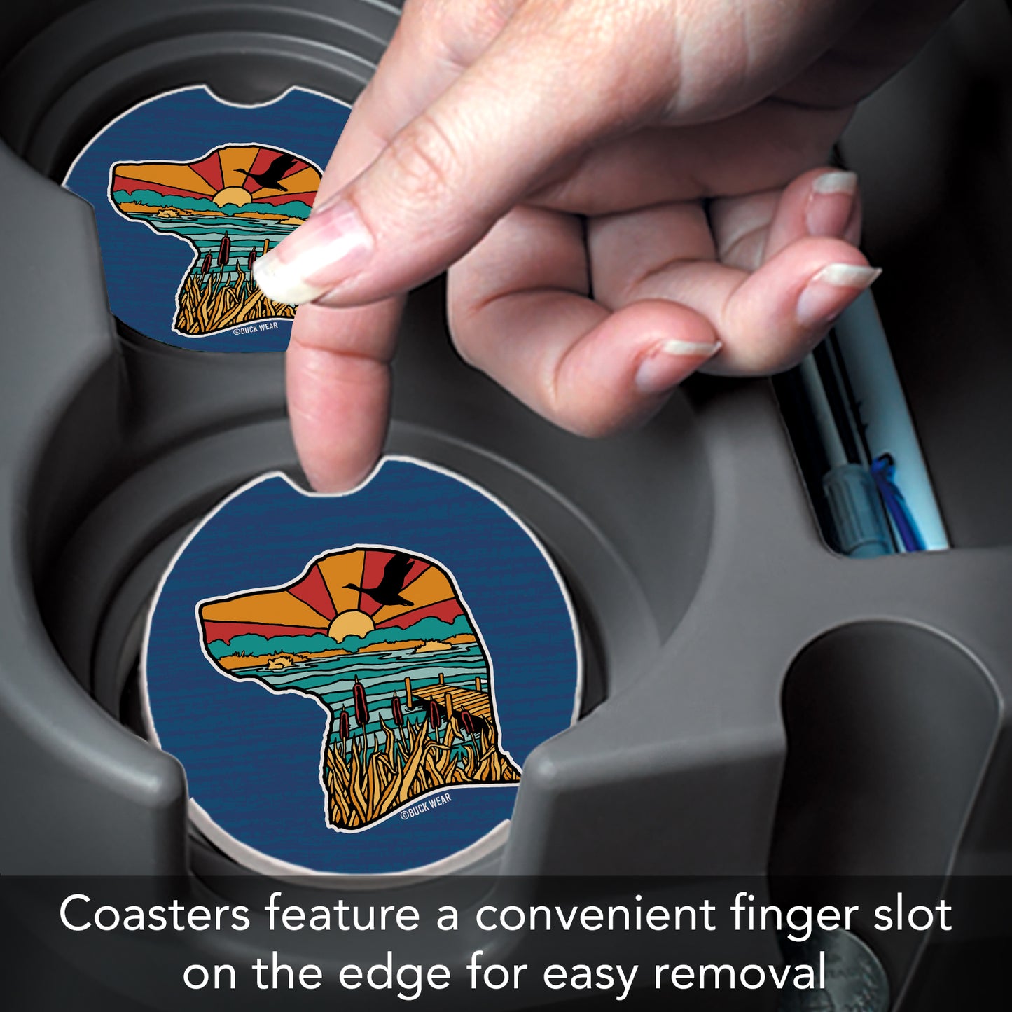Lab Life 2 Pack Absorbent Stone Car Coasters 2.6" Manufactured in the USA