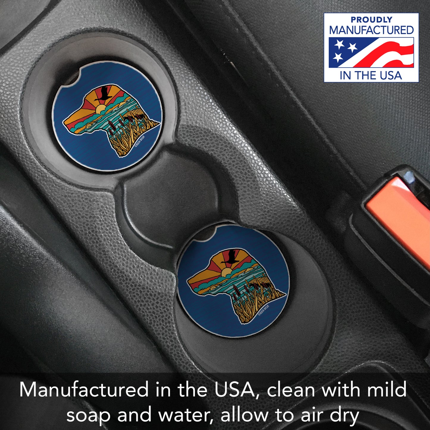 Lab Life 2 Pack Absorbent Stone Car Coasters 2.6" Manufactured in the USA
