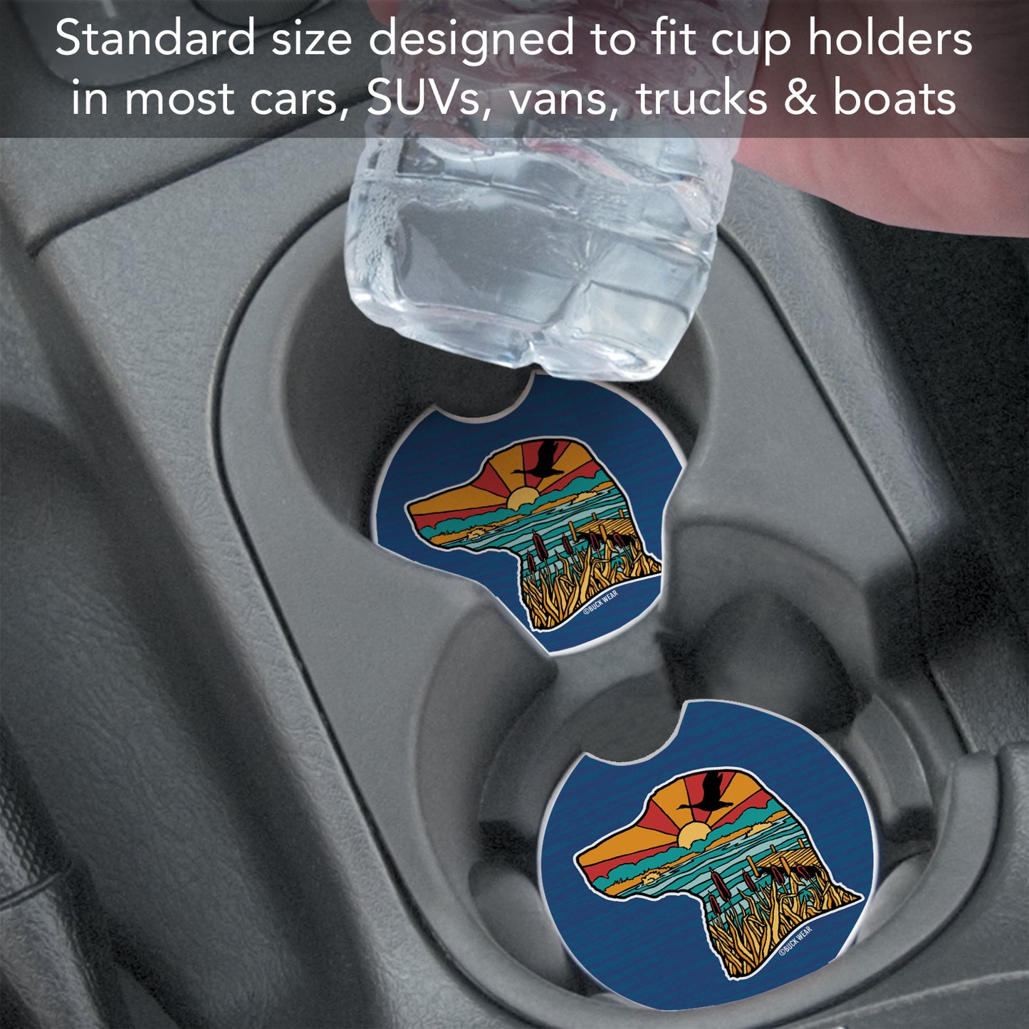 Lab Life 2 Pack Absorbent Stone Car Coasters 2.6" Manufactured in the USA