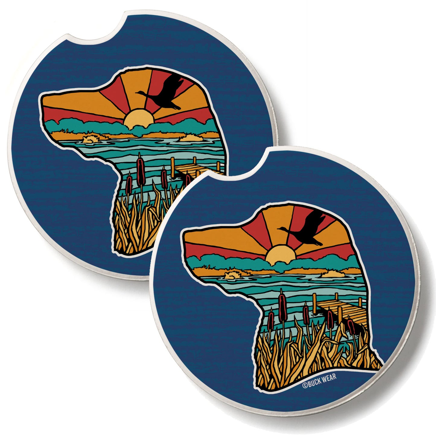 Lab Life 2 Pack Absorbent Stone Car Coasters 2.6" Manufactured in the USA