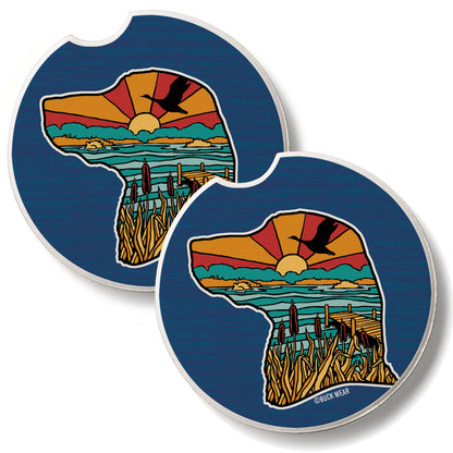 Lab Life 2 Pack Absorbent Stone Car Coasters 2.6" Manufactured in the USA