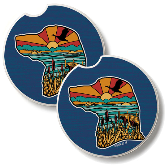 Lab Life 2 Pack Absorbent Stone Car Coasters 2.6" Manufactured in the USA
