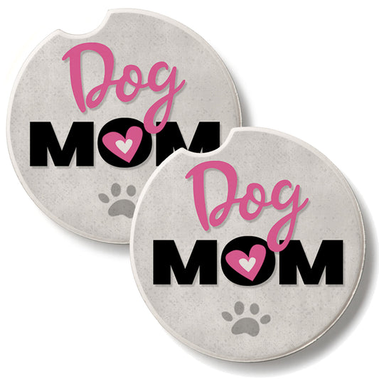 Dog Mom 2 Pack Absorbent Stone Car Coasters 2.6" Manufactured in the USA