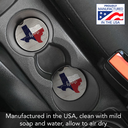 Texas Flag Home 2 Pack Absorbent Stone Car Coasters 2.6" Manufactured in the USA