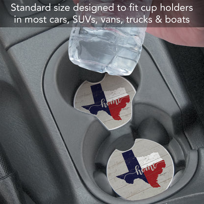 Texas Flag Home 2 Pack Absorbent Stone Car Coasters 2.6" Manufactured in the USA