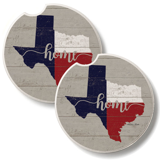 Texas Flag Home 2 Pack Absorbent Stone Car Coasters 2.6" Manufactured in the USA