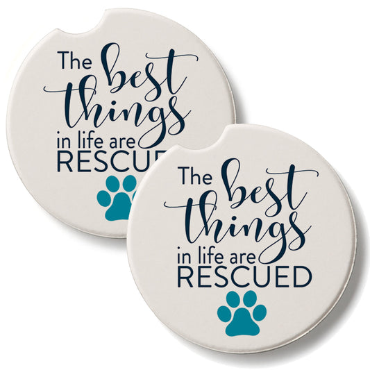 Rescued 2 Pack Absorbent Stone Car Coasters 2.6" Manufactured in the USA
