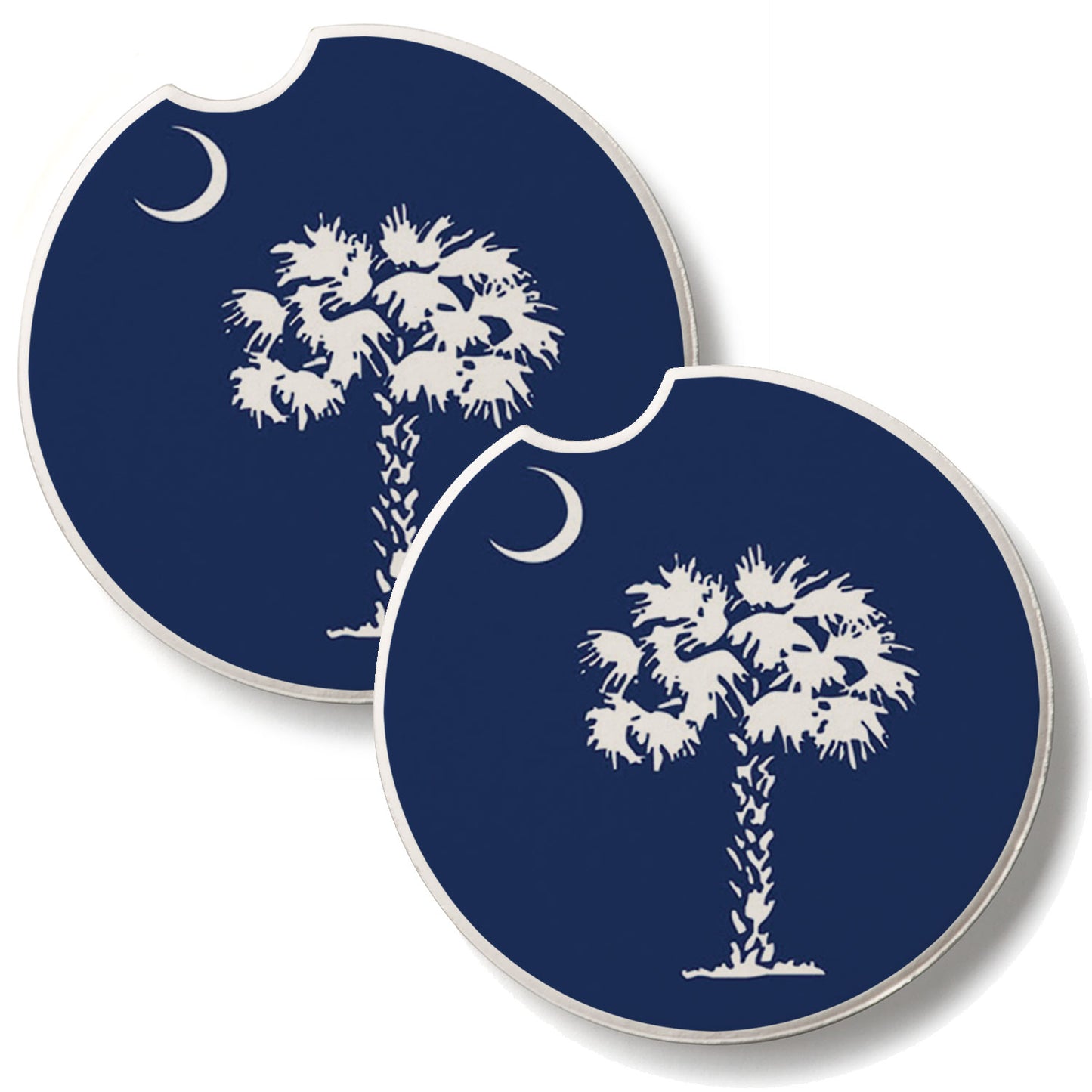 SC State Flag 2 Pack Absorbent Stone Car Coasters 2.6" Manufactured in the USA