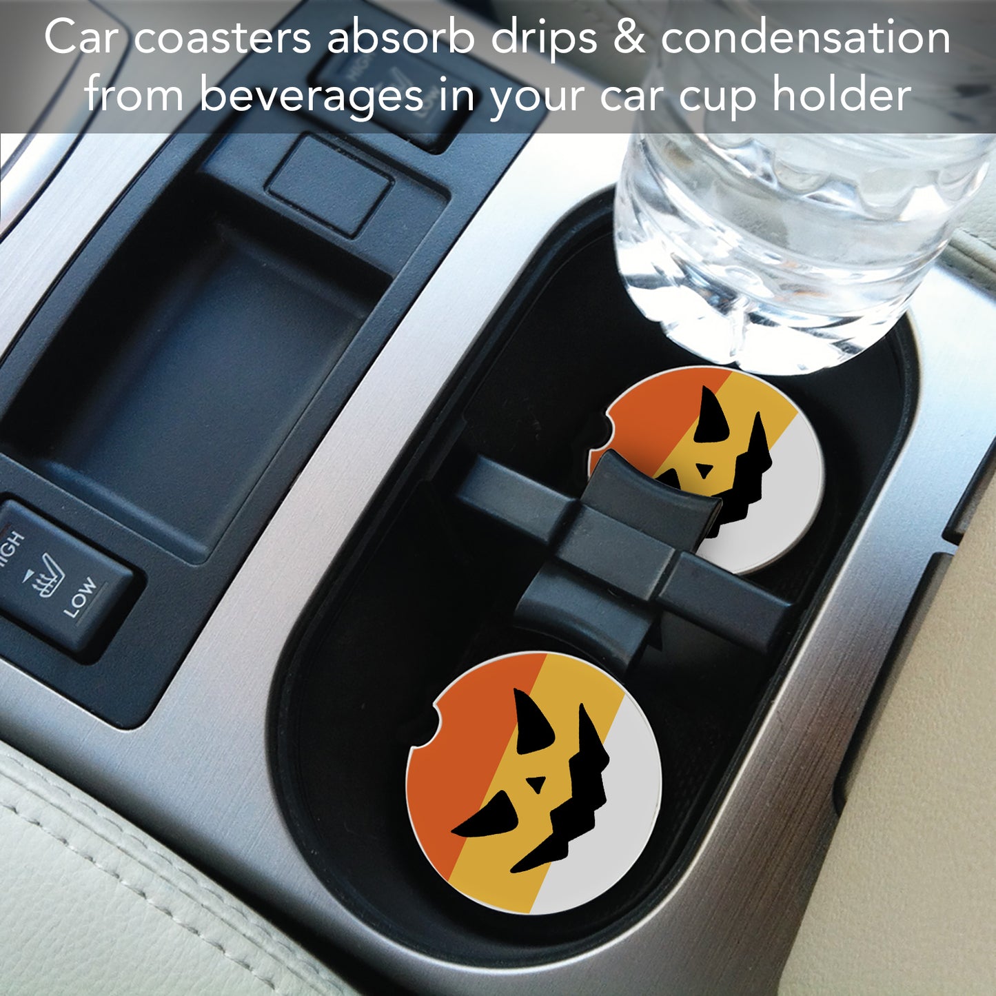 Spooky Candy 2 Pack Absorbent Stone Car Coasters 2.6" Manufactured in the USA