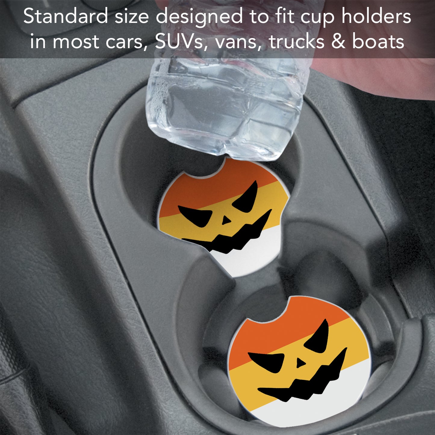 Spooky Candy 2 Pack Absorbent Stone Car Coasters 2.6" Manufactured in the USA