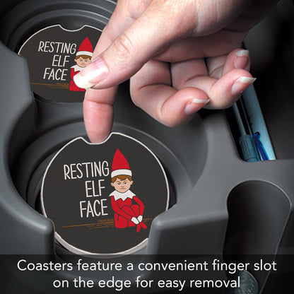 Resting Elf Face 2 Pack Absorbent Stone Car Coasters 2.6" Manufactured in the USA