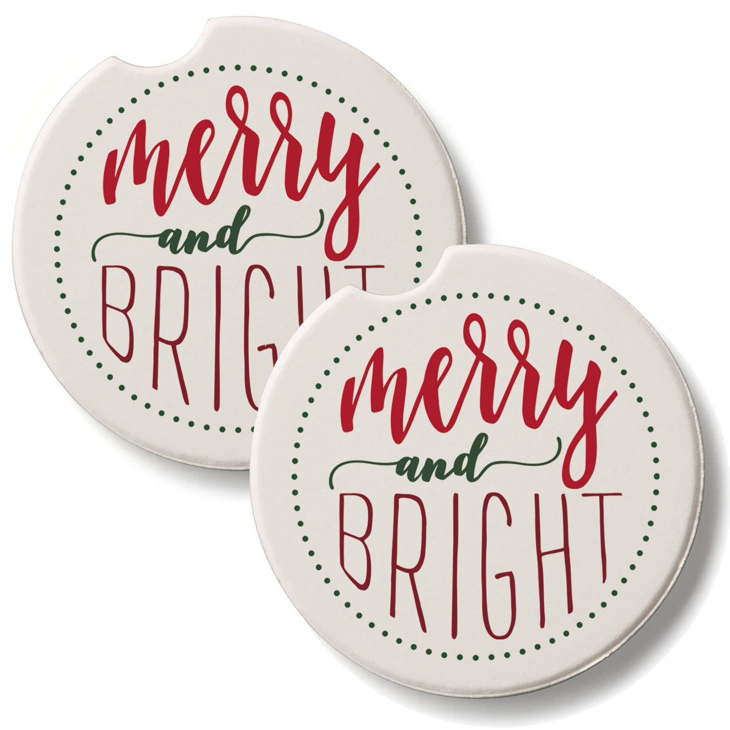 Merry Lights 2 Pack Absorbent Stone Car Coasters 2.6" Manufactured in the USA