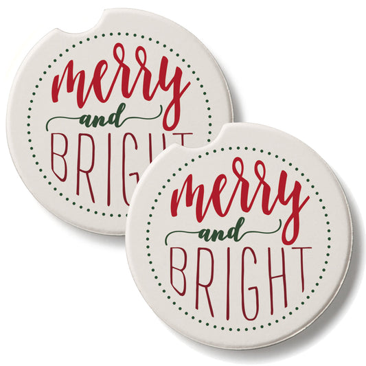 Merry Lights 2 Pack Absorbent Stone Car Coasters 2.6" Manufactured in the USA
