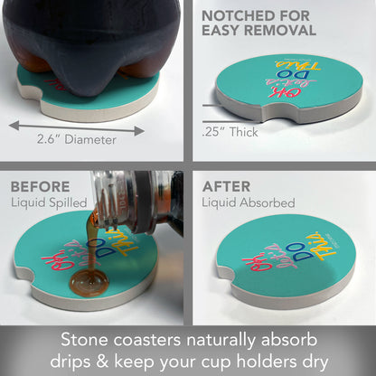 Let's Do This 2 Pack Absorbent Stone Car Coasters 2.6" Manufactured in the USA