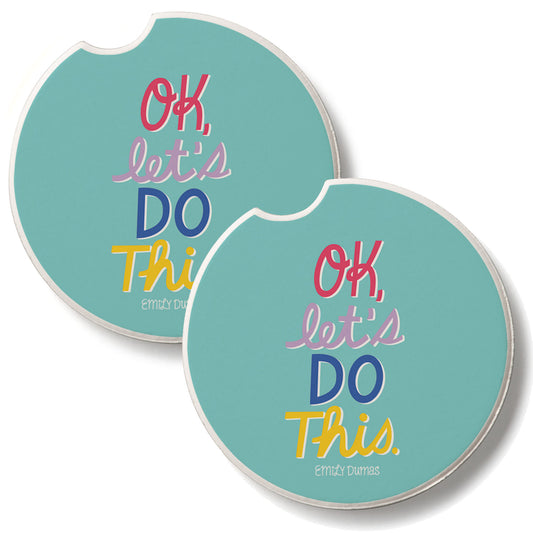 Let's Do This 2 Pack Absorbent Stone Car Coasters 2.6" Manufactured in the USA