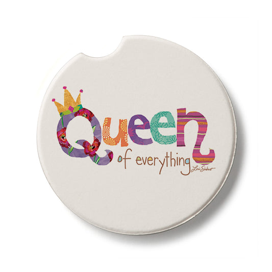 Queen of Everything Single Absorbent Stone Car Coaster 2.6” Diameter Manufactured in the USA