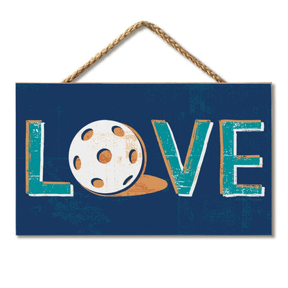 CounterArt Pickleball Love Decorative Hanging Wood Wall Sign 9.5” by 5.75” Made in the USA Features Braided Rope Hanger