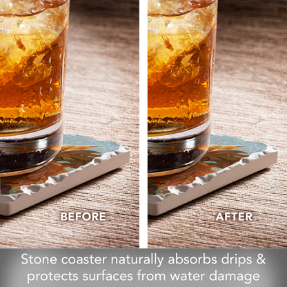 Thirstystone Fall Cardinal Single Tumbled Tile Stone Coaster with Protective Cork Backing Manufactured in The USA 4" Square, Artistic, Easily Wipes Clean