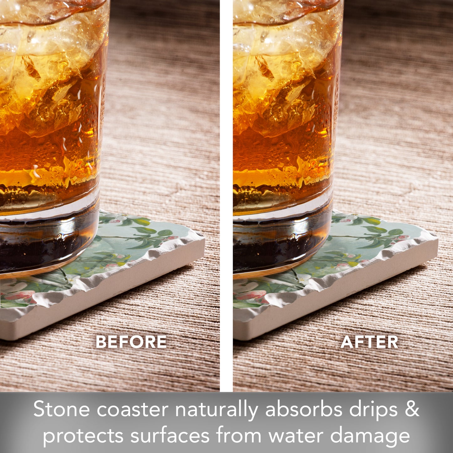 Thirstystone Goldfinches with White Blooms Single Tumbled Tile Stone Coaster with Protective Cork Backing Manufactured in The USA 4" Square, Artistic, Easily Wipes Clean