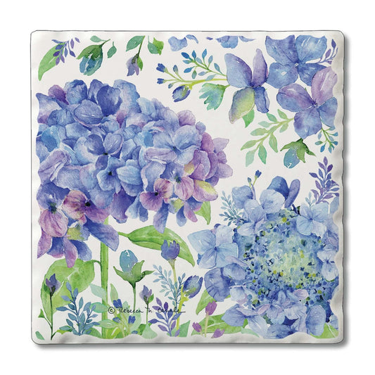 Thirstystone Beautiful Hydrangea 4 Pack Tumbled Tile Stone Coasters 4" Square Manufactured in the USA