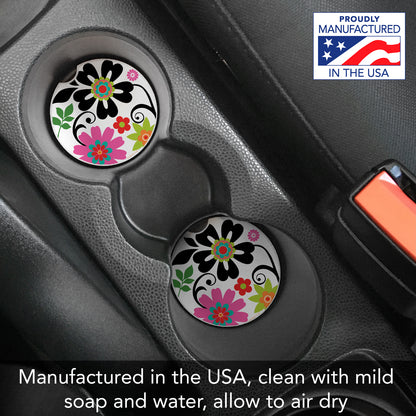 CounterArt Metro Bold Single Absorbent Stone Coaster for Vehicle Cup Holder 2.6” Diameter Manufactured in The USA