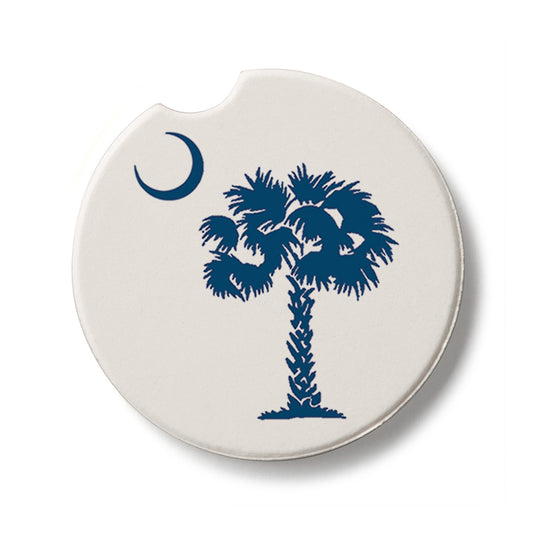 Palmetto Blue Single Stone Car Coaster 2.6” Diameter Manufactured in the USA