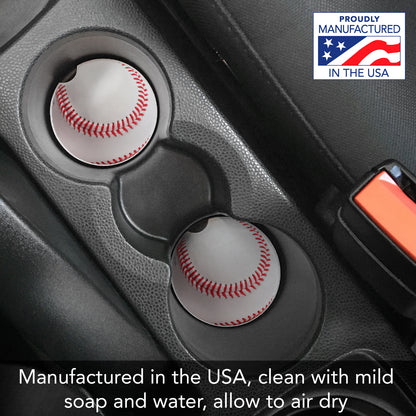 CounterArt Baseball Single Absorbent Stone Coaster for Vehicle Cup Holder 2.6” Diameter Manufactured in The USA