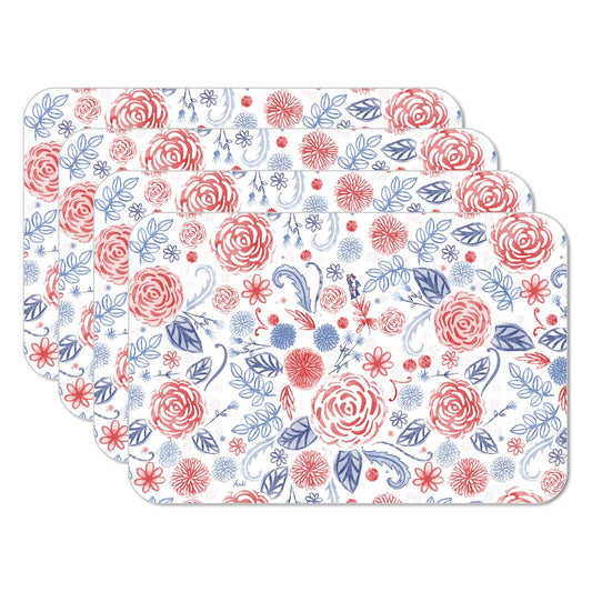 CounterArt Patrioitic Picnic 4 Pack Reversible Easy Care Flexible Placemats Made in the USA