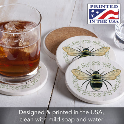 Thirstystone Summer Buzz 4 Pack Round Absorbent Stone Coasters 4" Diameter Manufactured in the USA