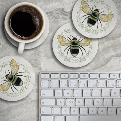 Thirstystone Summer Buzz 4 Pack Round Absorbent Stone Coasters 4" Diameter Manufactured in the USA