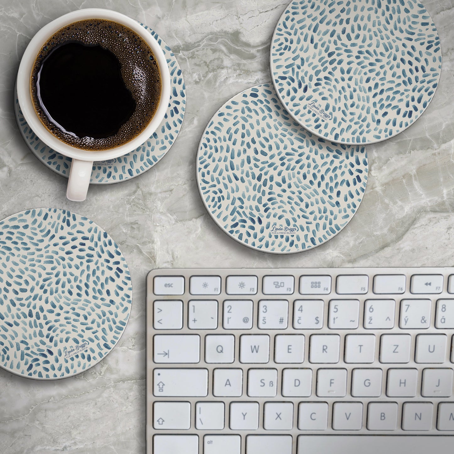 Thirstystone Drift Marks 4 Pack Round Absorbent Stone Coasters 4" Diameter Manufactured in the USA