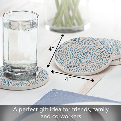 Thirstystone Drift Marks 4 Pack Round Absorbent Stone Coasters 4" Diameter Manufactured in the USA