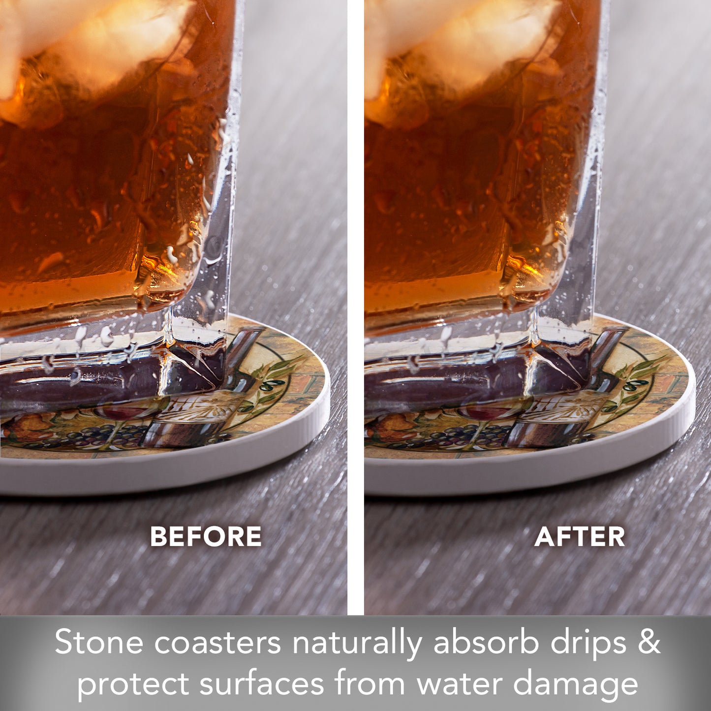 Thirstystone Wine Cellar 4 Pack Round Absorbent Stone Coasters 4" Diameter Manufactured in the USA