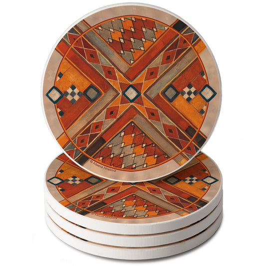 Thirstystone Southwest Pattern III 4 Pack Round Absorbent Stone Coasters 4" Diameter Manufactured in the USA