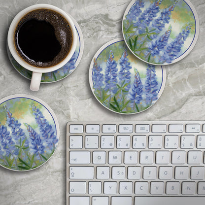 Thirstystone Bluebonnets 4 Pack Round Absorbent Stone Coasters 4" Diameter Manufactured in the USA