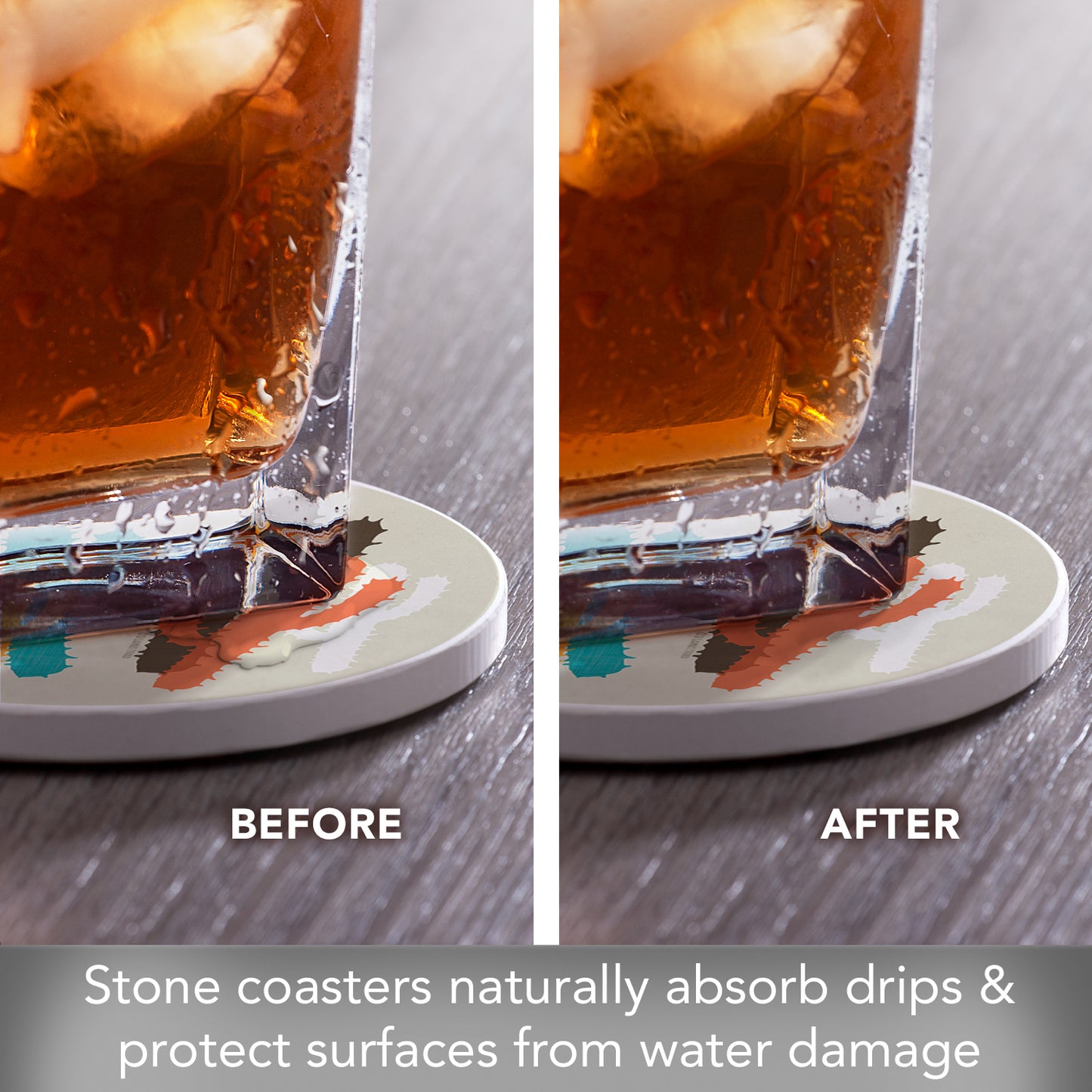 Thirstystone Modern Cacti 4 Pack Round Absorbent Stone Coasters 4" Diameter Manufactured in the USA