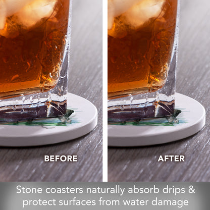 Thirstystone Moose in Lake 4 Pack Round Absorbent Stone Coasters 4" Diameter Manufactured in the USA