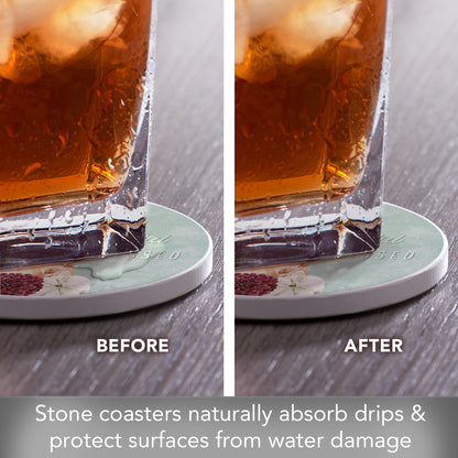 Thirstystone Grateful Thankful 4 Pack Round Absorbent Stone Coasters 4" Diameter