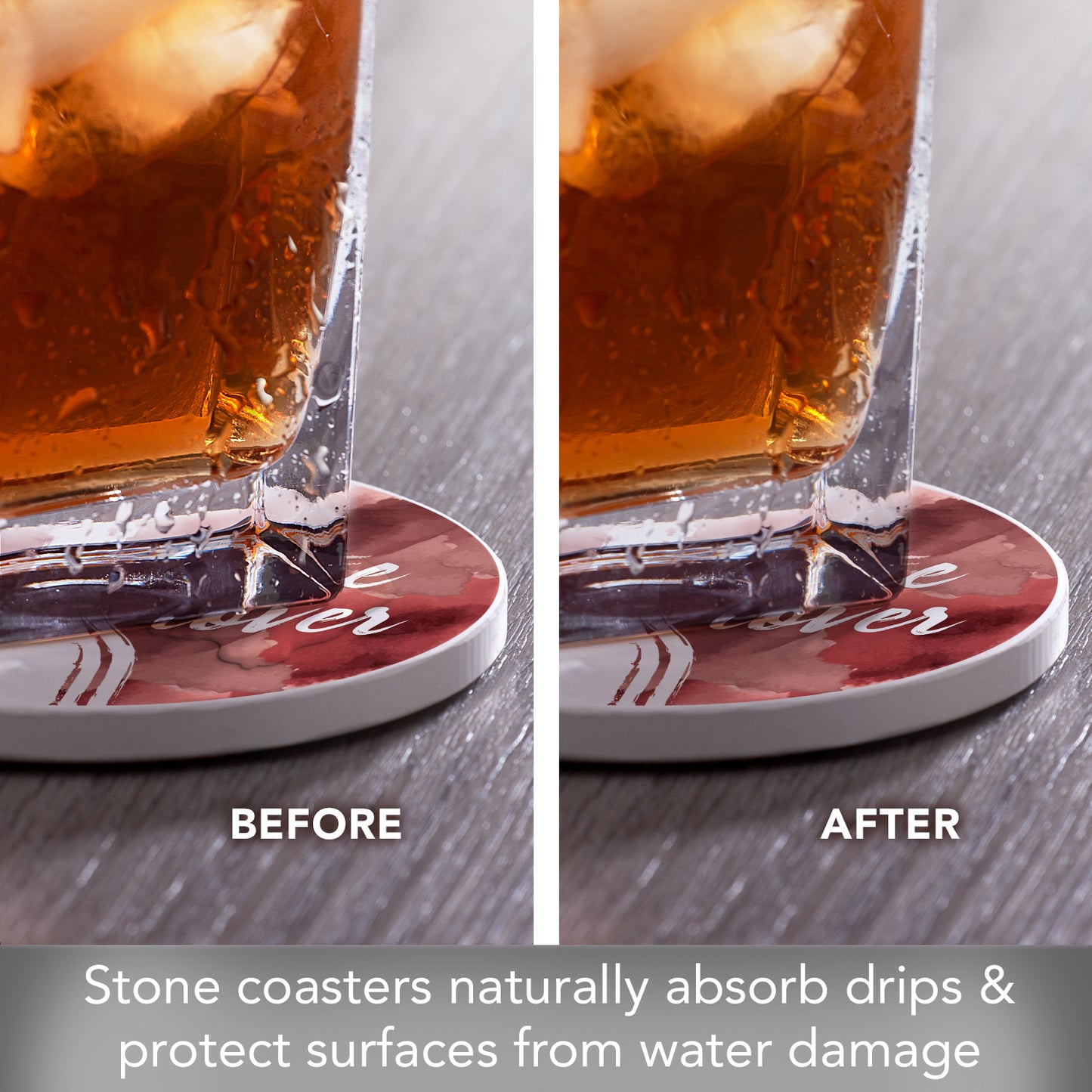 Thirstystone Wine Lover 4 Pack Round Absorbent Stone Coasters 4" Diameter Manufactured in the USA