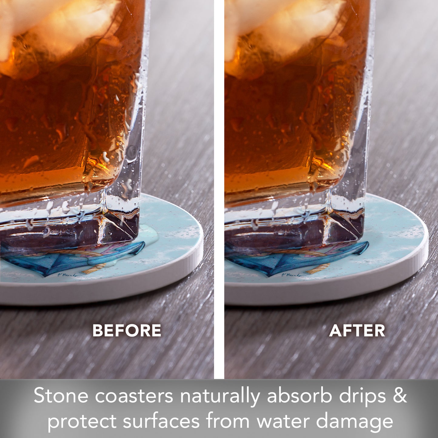Thirstystone Submerged Anchor 4 Pack Round Absorbent Stone Coasters 4" Diameter Manufactured in the USA