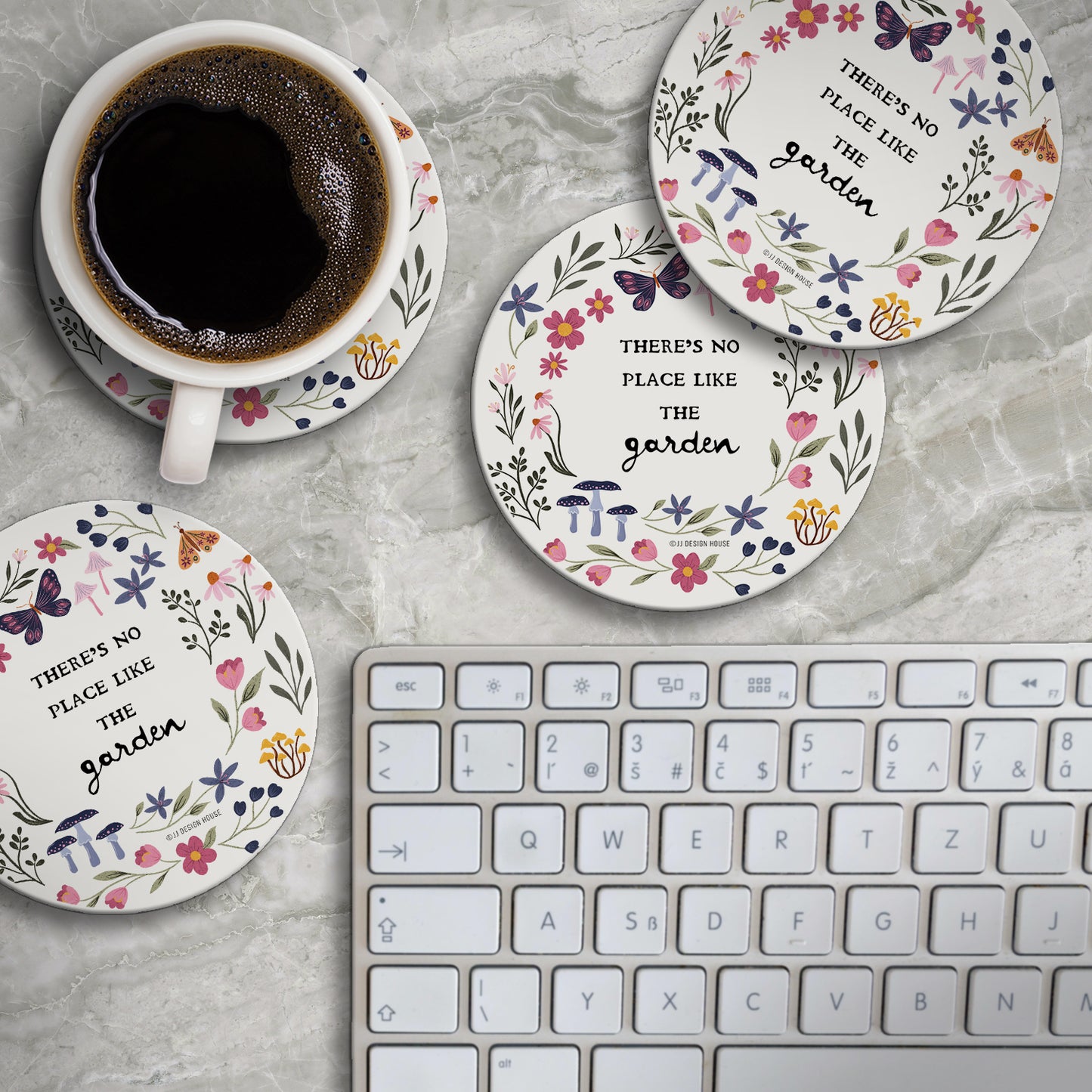 Thirstystone Garden Place 4 Pack Round Absorbent Stone Coasters Manufactured in the USA