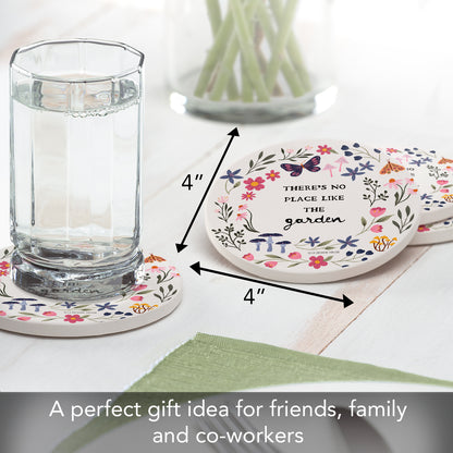 Thirstystone Garden Place 4 Pack Round Absorbent Stone Coasters Manufactured in the USA