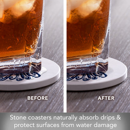 Thirstystone Indigo Octopus 4 Pack Round Absorbent Stone Coasters 4" Diameter Manufactured in the USA