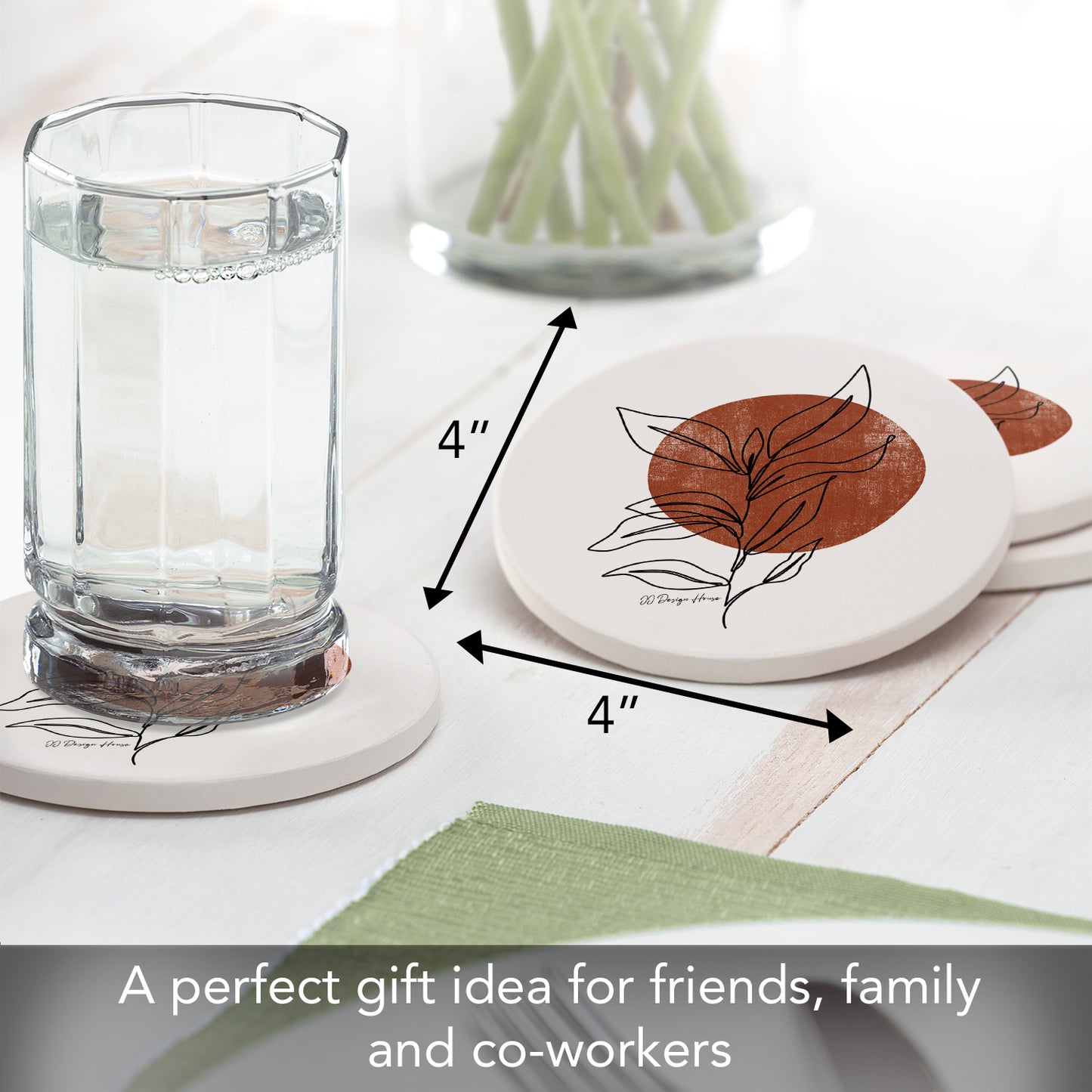 Thirstystone Mocha Stem 4 Pack Round Absorbent Stone Coasters 4" Diameter Manufactured in the USA