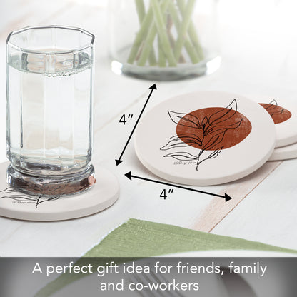 Thirstystone Mocha Stem 4 Pack Round Absorbent Stone Coasters 4" Diameter Manufactured in the USA