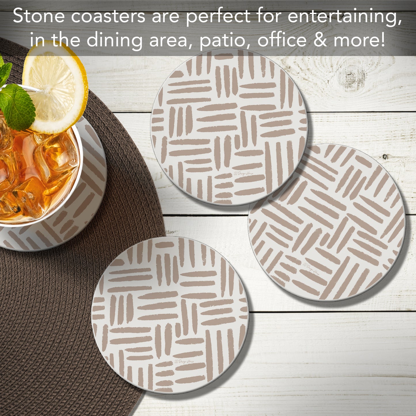 Thirstystone Mocha Madness 4 Pack Round Absorbent Stone Coasters 4" Diameter Manufactured in the USA