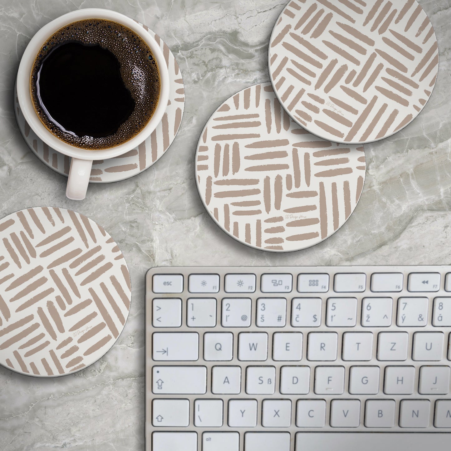Thirstystone Mocha Madness 4 Pack Round Absorbent Stone Coasters 4" Diameter Manufactured in the USA
