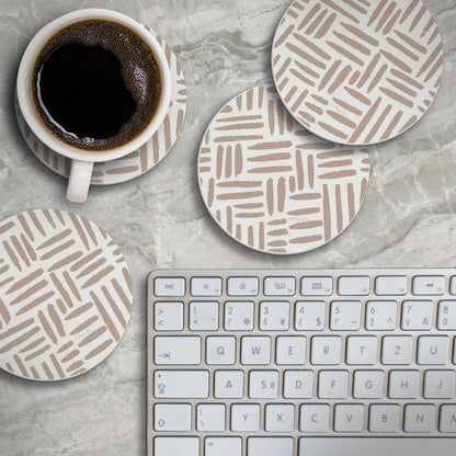 Thirstystone Mocha Madness 4 Pack Round Absorbent Stone Coasters 4" Diameter Manufactured in the USA